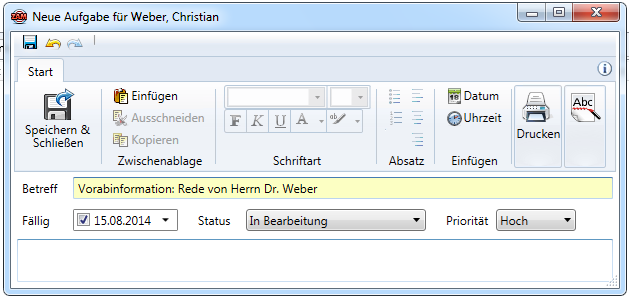 Customer Relationship Management - Aufgabenplanung