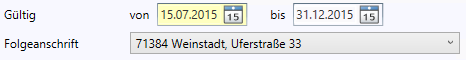Gültigkeiten der Daten in der Software