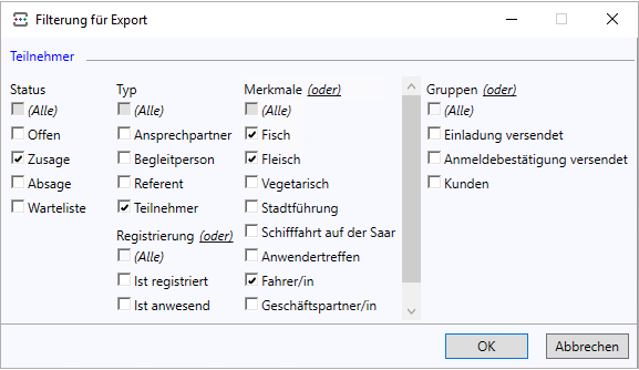 Eventmanagement - Recherche und differenzierte Filtermöglichkeiten